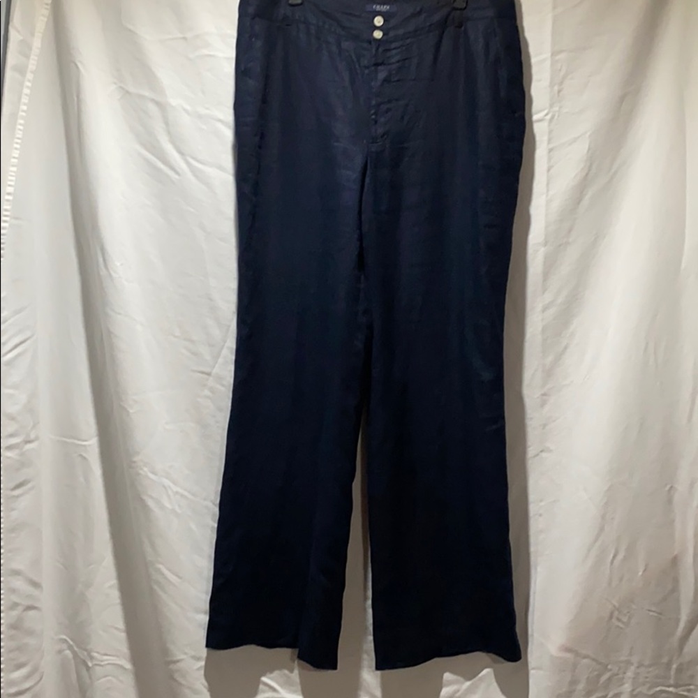 Navy blue lined linen pants